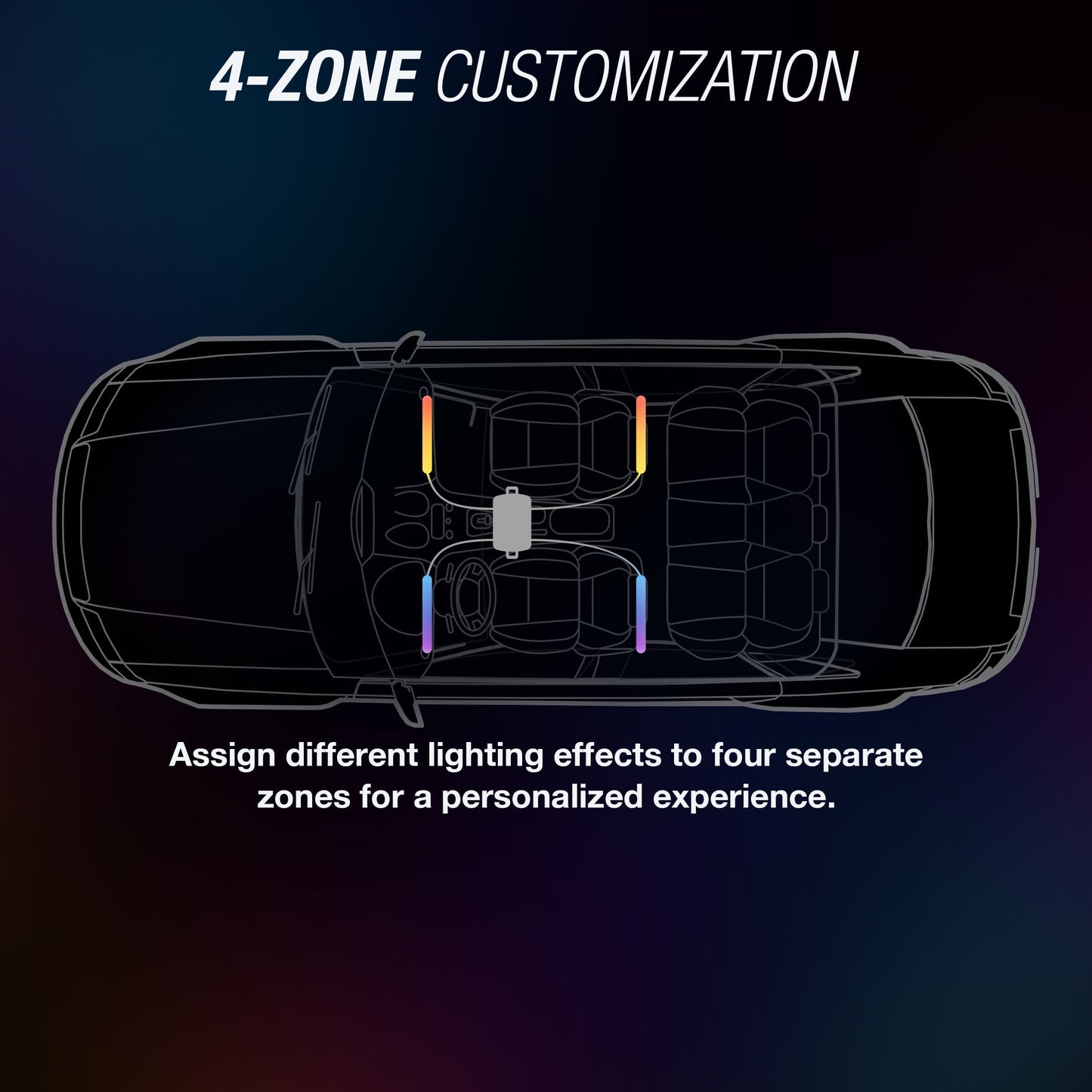 - Infinite Appglow Smart Interior Car LED Light Kit – 4 X 12” RGB Strips, Carplay, Android Auto, Voice Control, Custom Presets, 12V Plug & Play