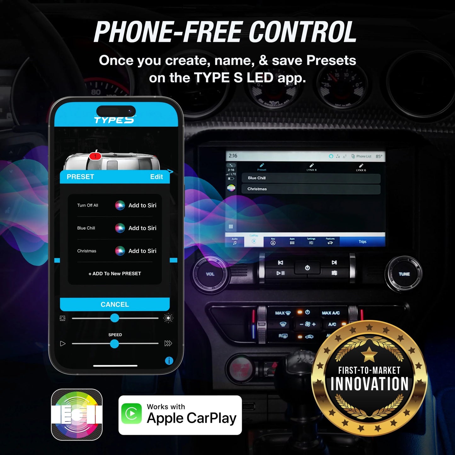 - Appglow Multicolor Underglow LED Kit, Carplay Compatible, Siri & Hey Google Voice-Control, Bluetooth, Custom RGB Lighting Presets, Control Zones, 112 Inches