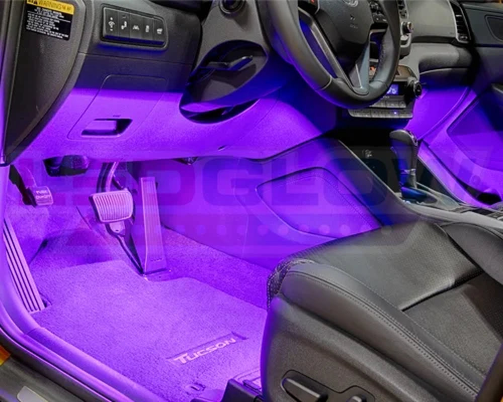Transform Your Ride with a 4Pc Purple LED Underdash Lighting Kit! ✨💜 #CarGlow #LEDLights