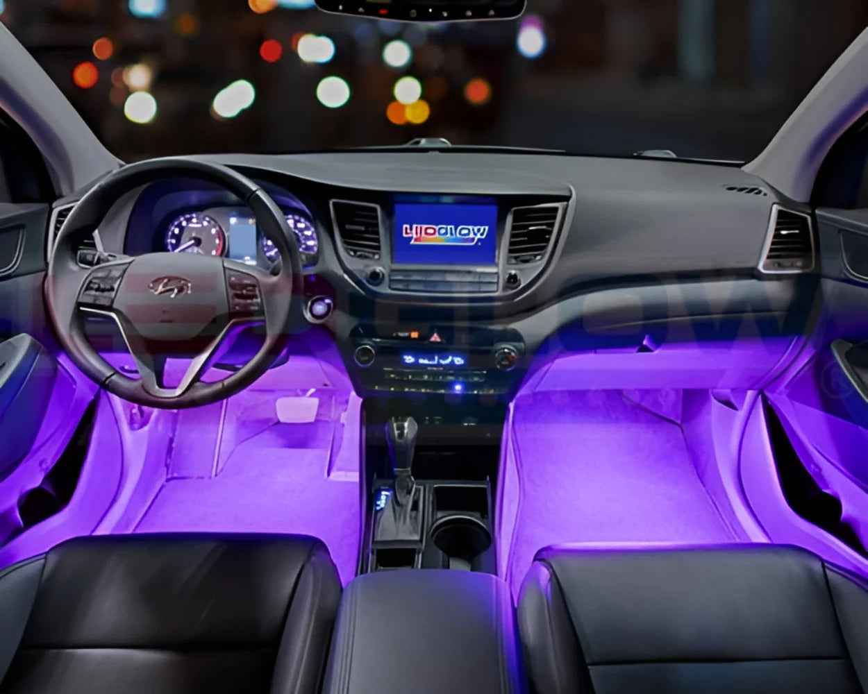 Transform Your Ride with a 4Pc Purple LED Underdash Lighting Kit! ✨💜 #CarGlow #LEDLights