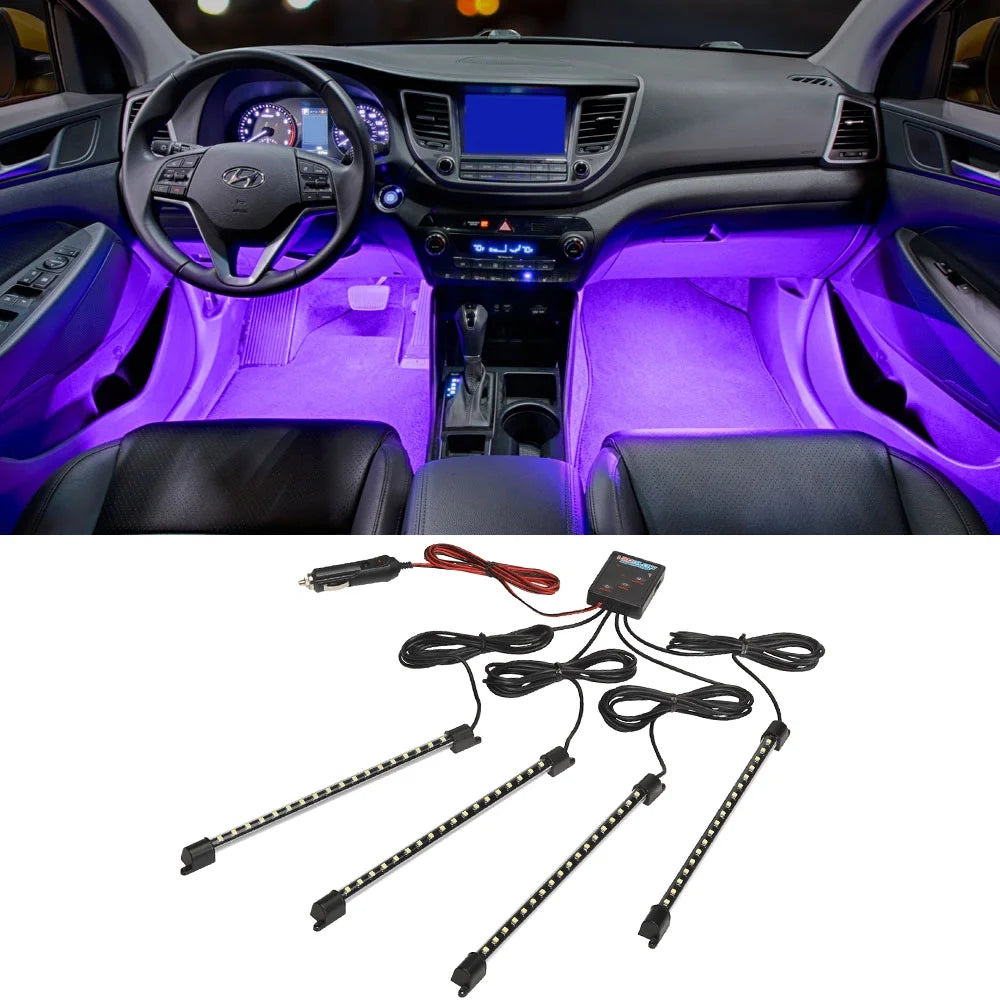 Transform Your Ride with a 4Pc Purple LED Underdash Lighting Kit! ✨💜 #CarGlow #LEDLights